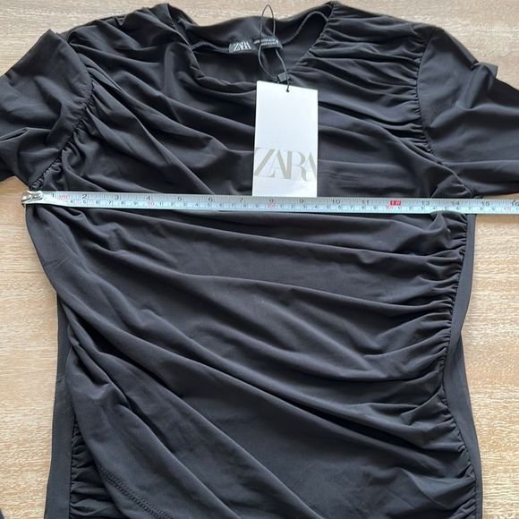 Zara Rushed Top Black Size M - Picture 4 of 7